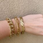 Yellow Gold Dual Textured Oval Link Bracelet