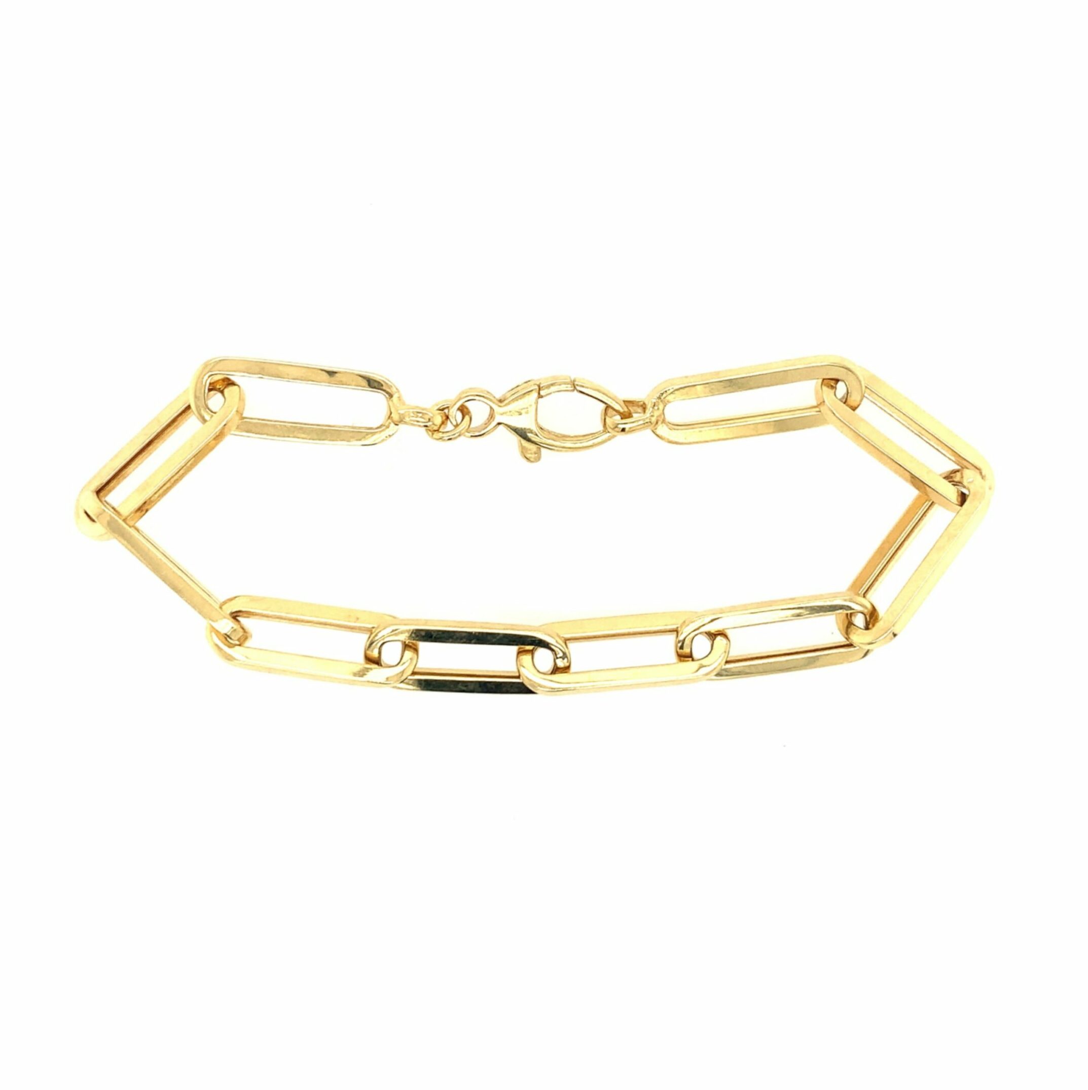 Yellow Gold Paperclip Link Bracelet