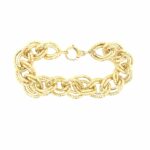 Yellow Gold Dual Textured Oval Link Bracelet