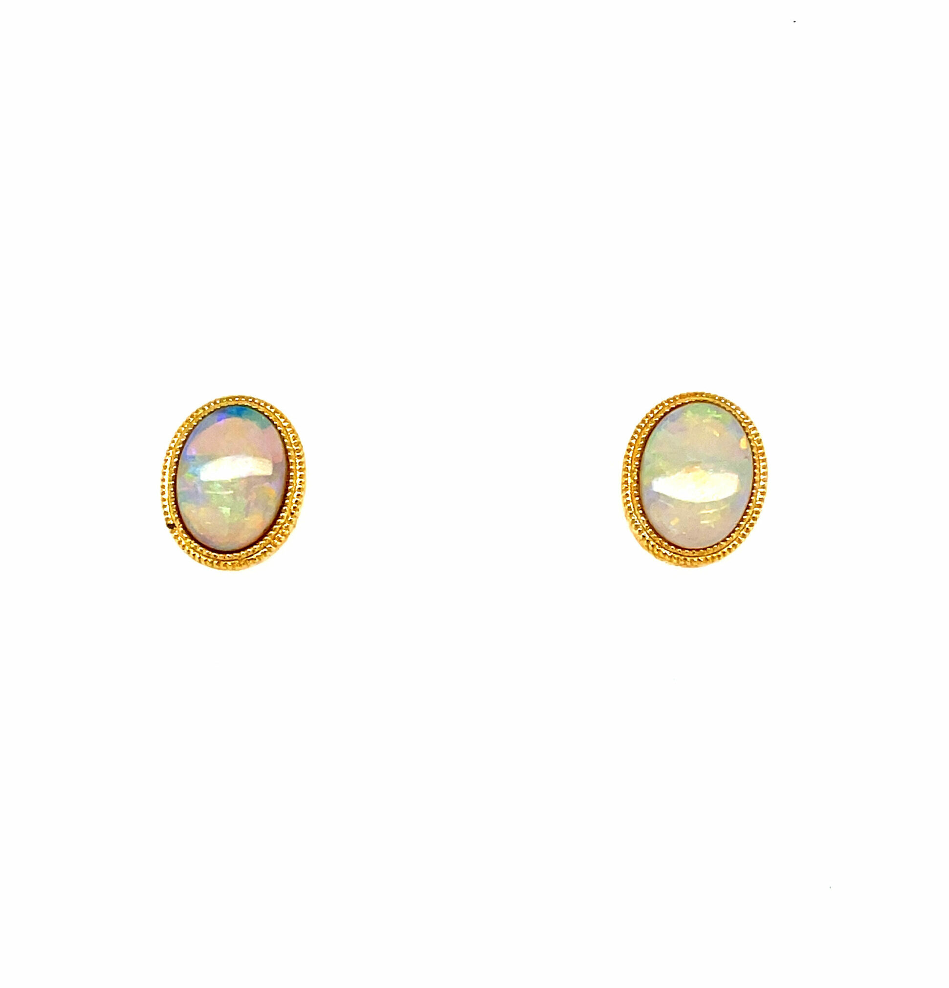 Yellow Gold Detailed Opal Studs