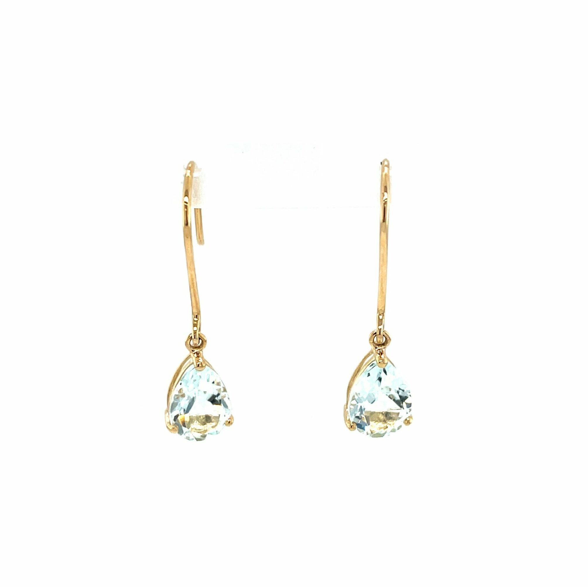 Yellow Gold Dangle Aquamarine Earrings