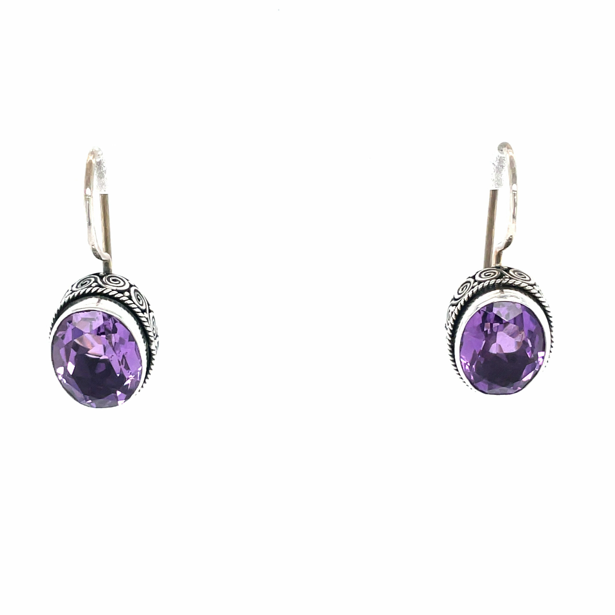 Sterling Silver Amethyst Oval Earrings