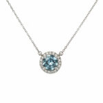 White Gold Aquamarine and Diamond Necklace