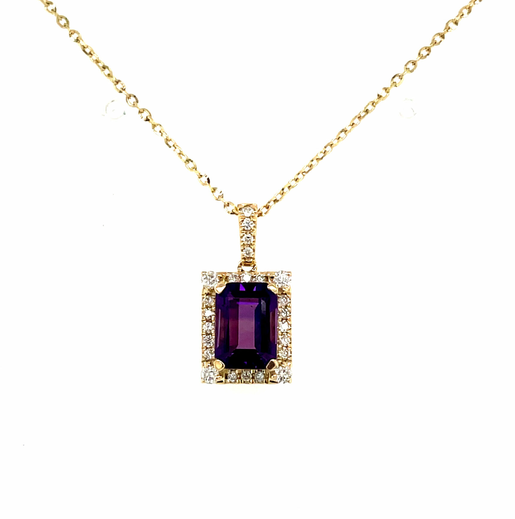 Yellow Gold Amethyst and Diamond Necklace
