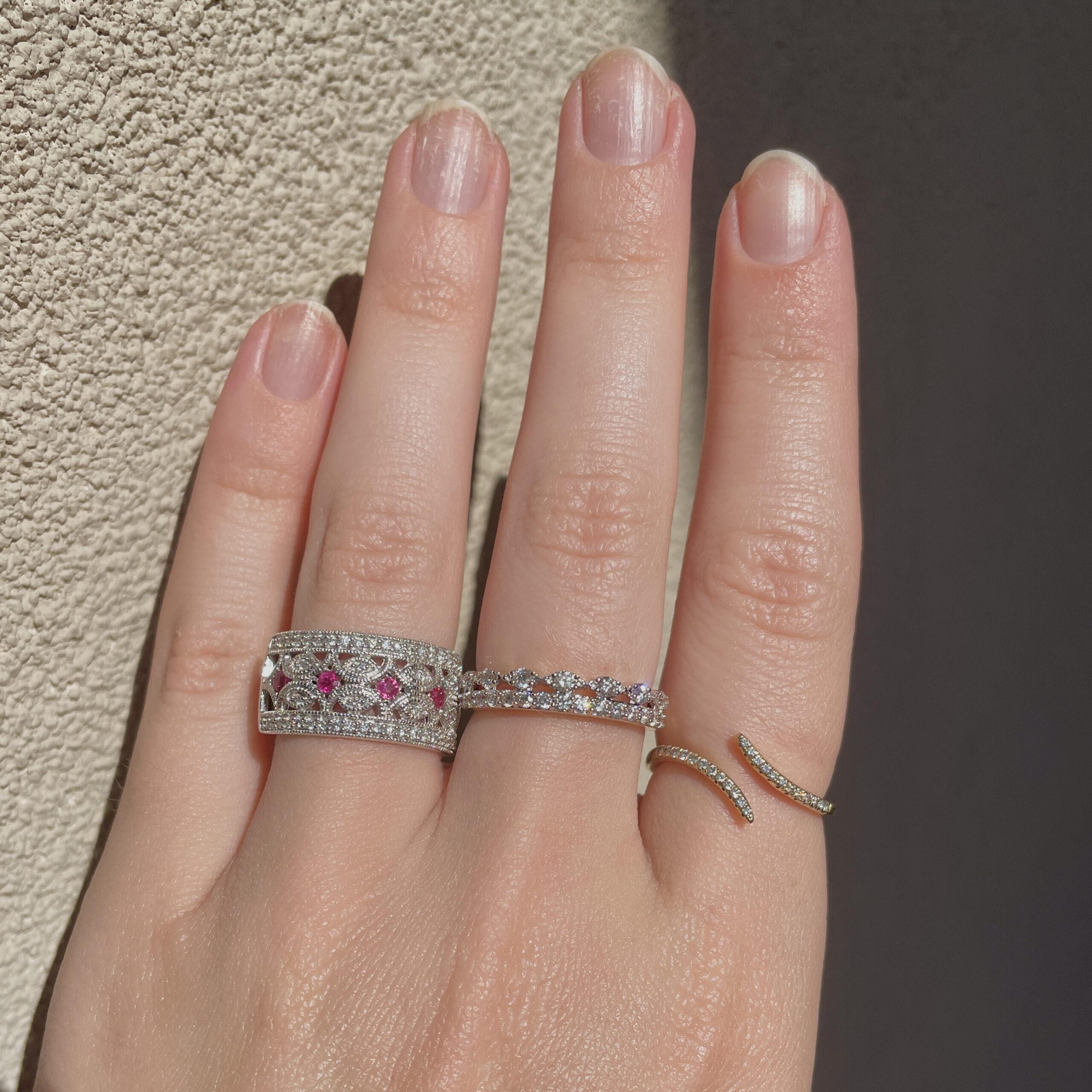 White Gold Diamond and Ruby Ring