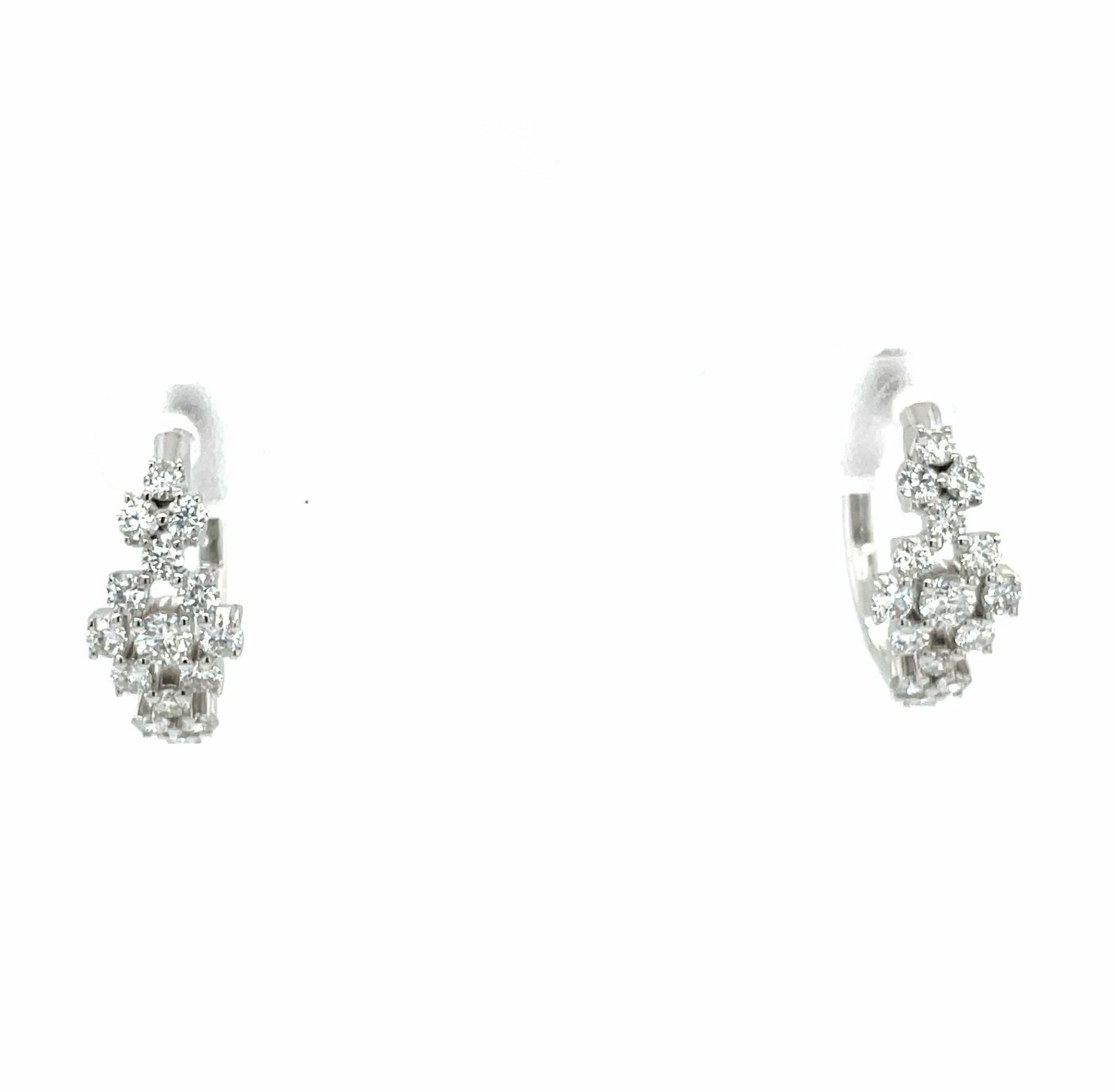White Gold Diamond Cluster Huggies