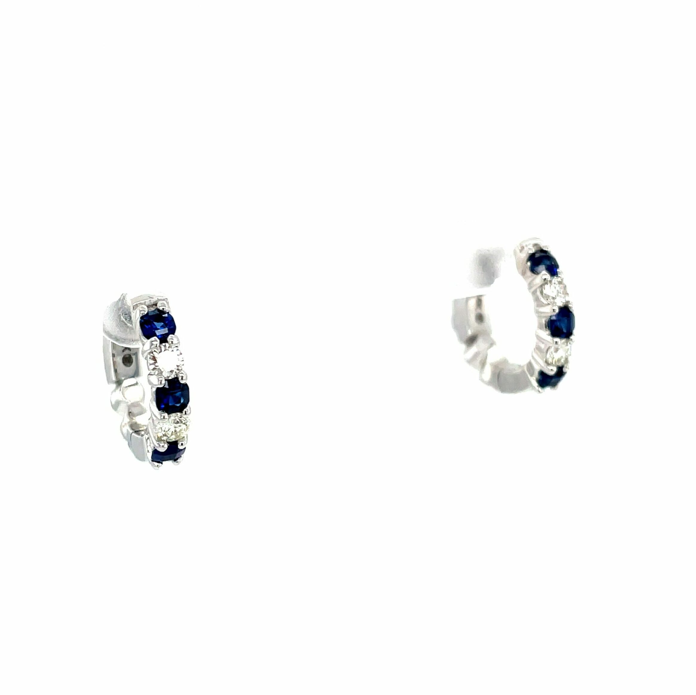 White Gold Emerald and Diamond Huggies
