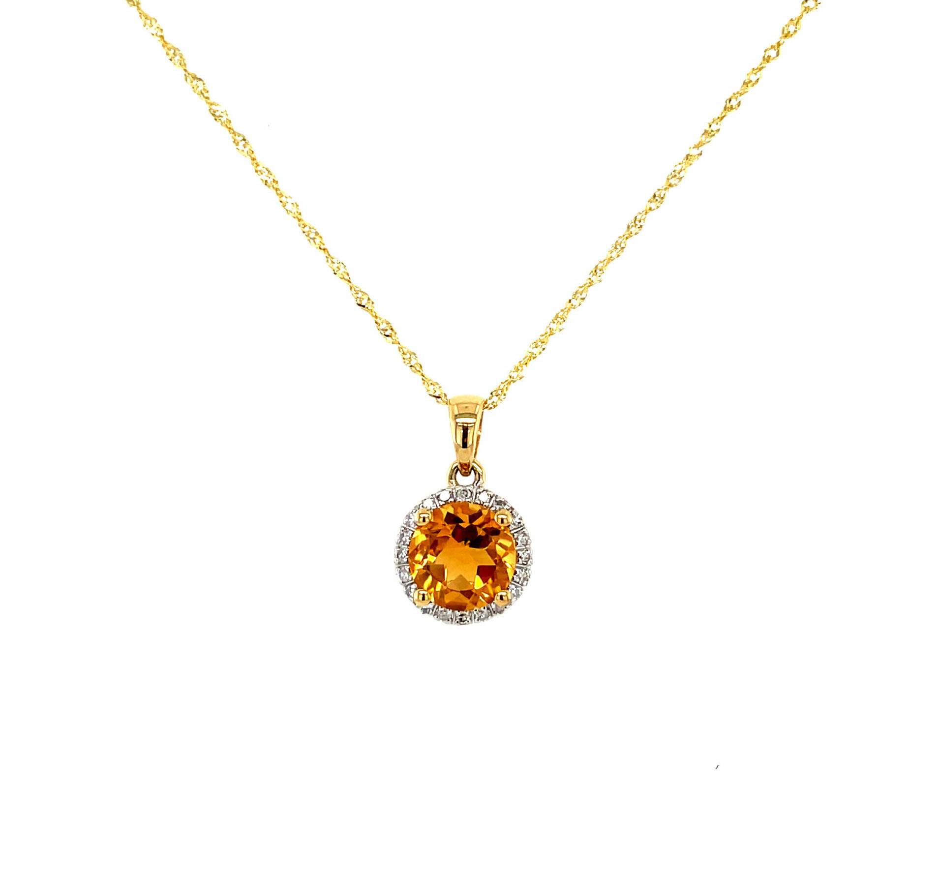 Yellow Gold Citrine and Diamond Necklace