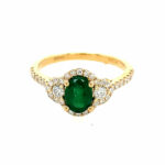 Yellow Gold Emerald and Diamond Ring