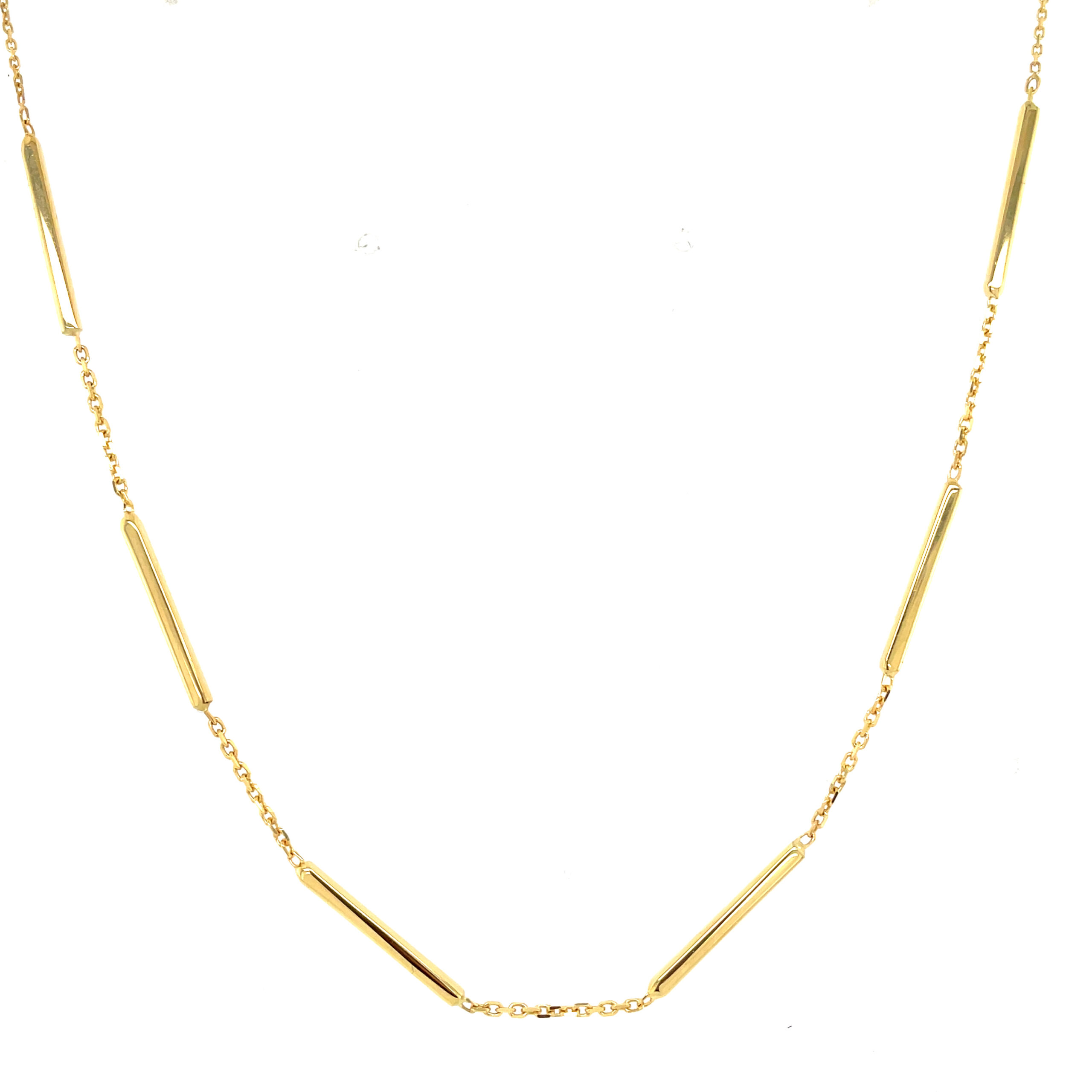 Yellow Gold Bar Station Necklace