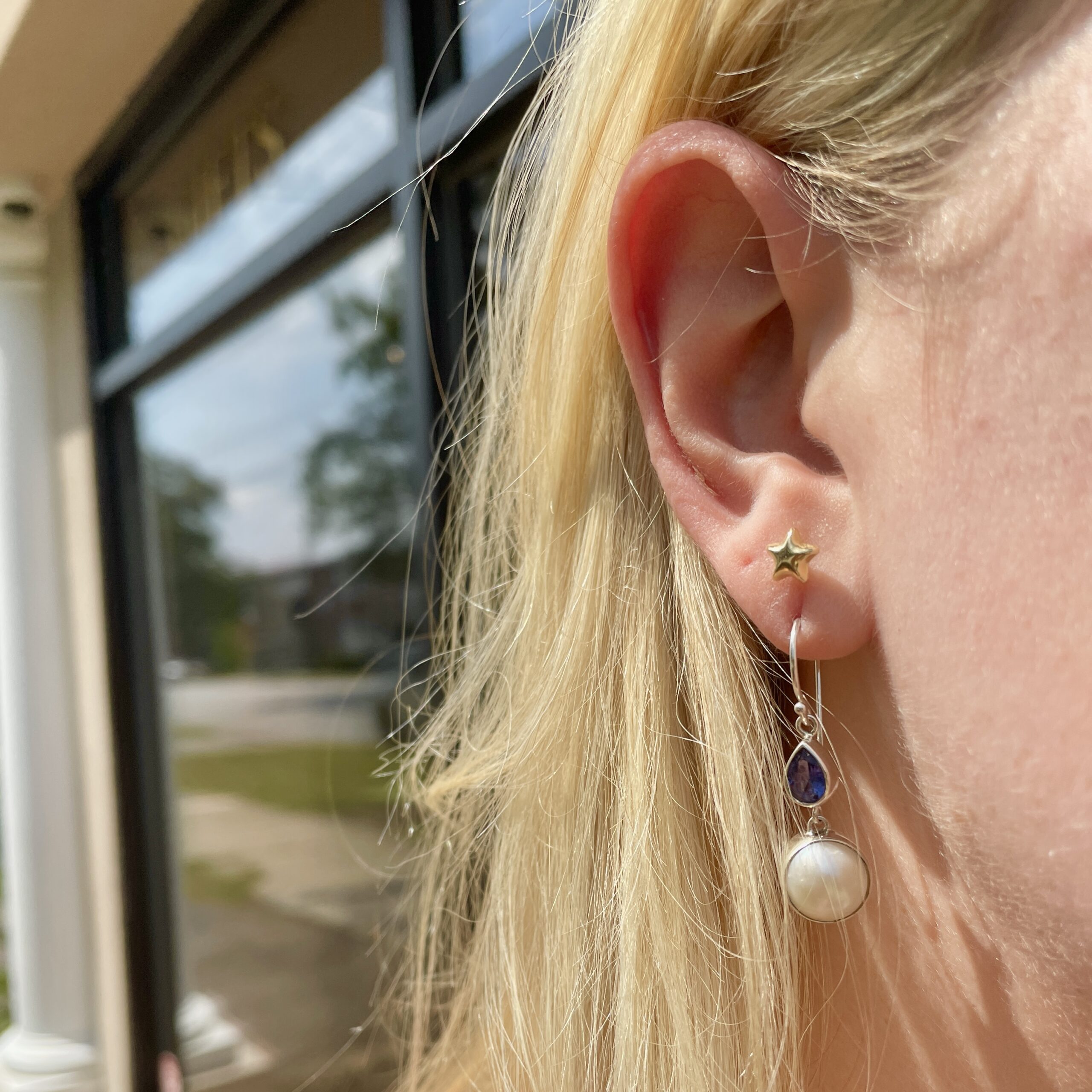 Sterling Silver Pearl and Quartz Earrings