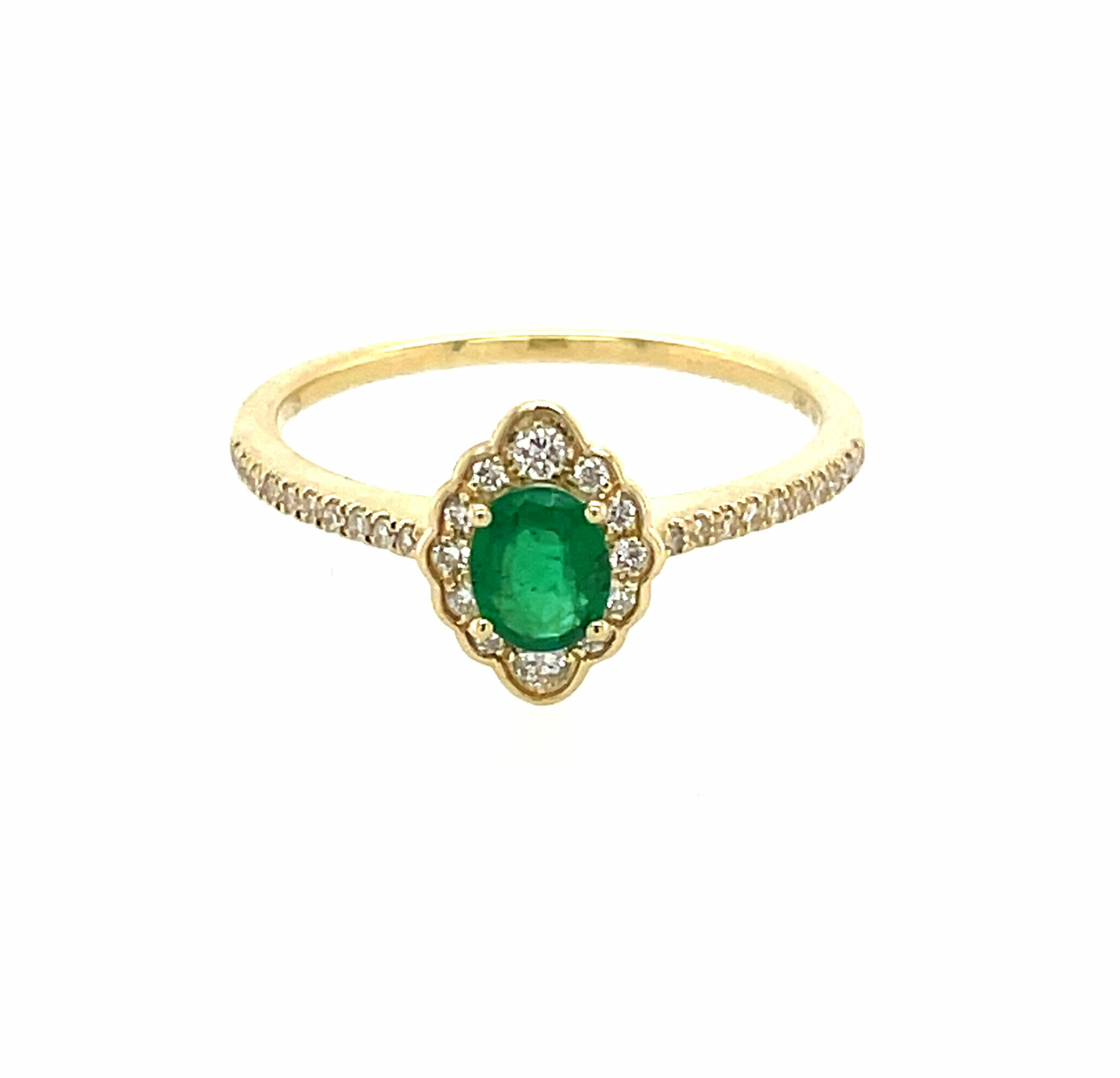 Yellow Gold Emerald and Diamond Ring