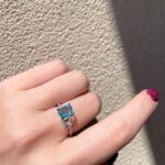 White Gold Blue Topaz and Pear White Topaz Ring