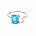 White Gold Blue Topaz and Pear White Topaz Ring