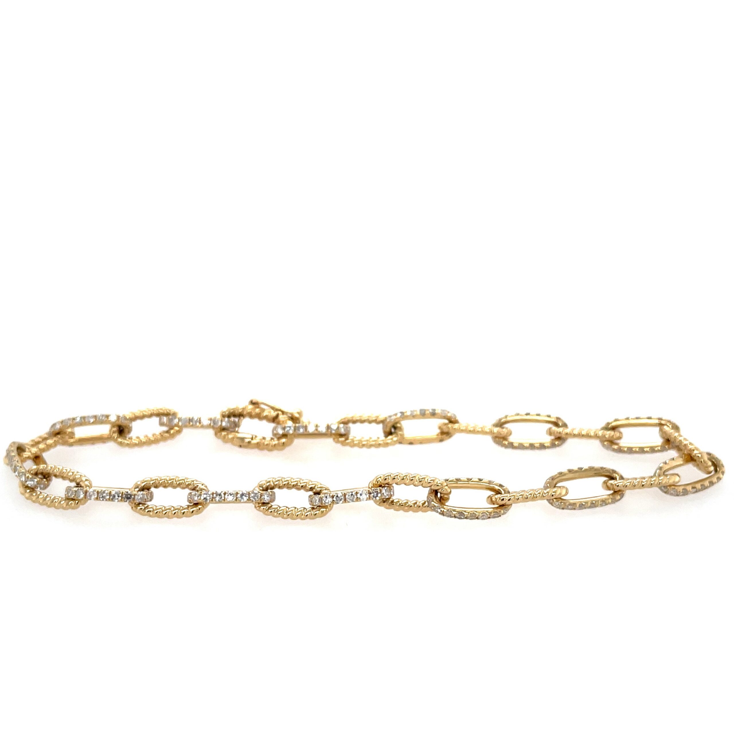 Yellow Gold Paperclip Link Diamond Bracelet