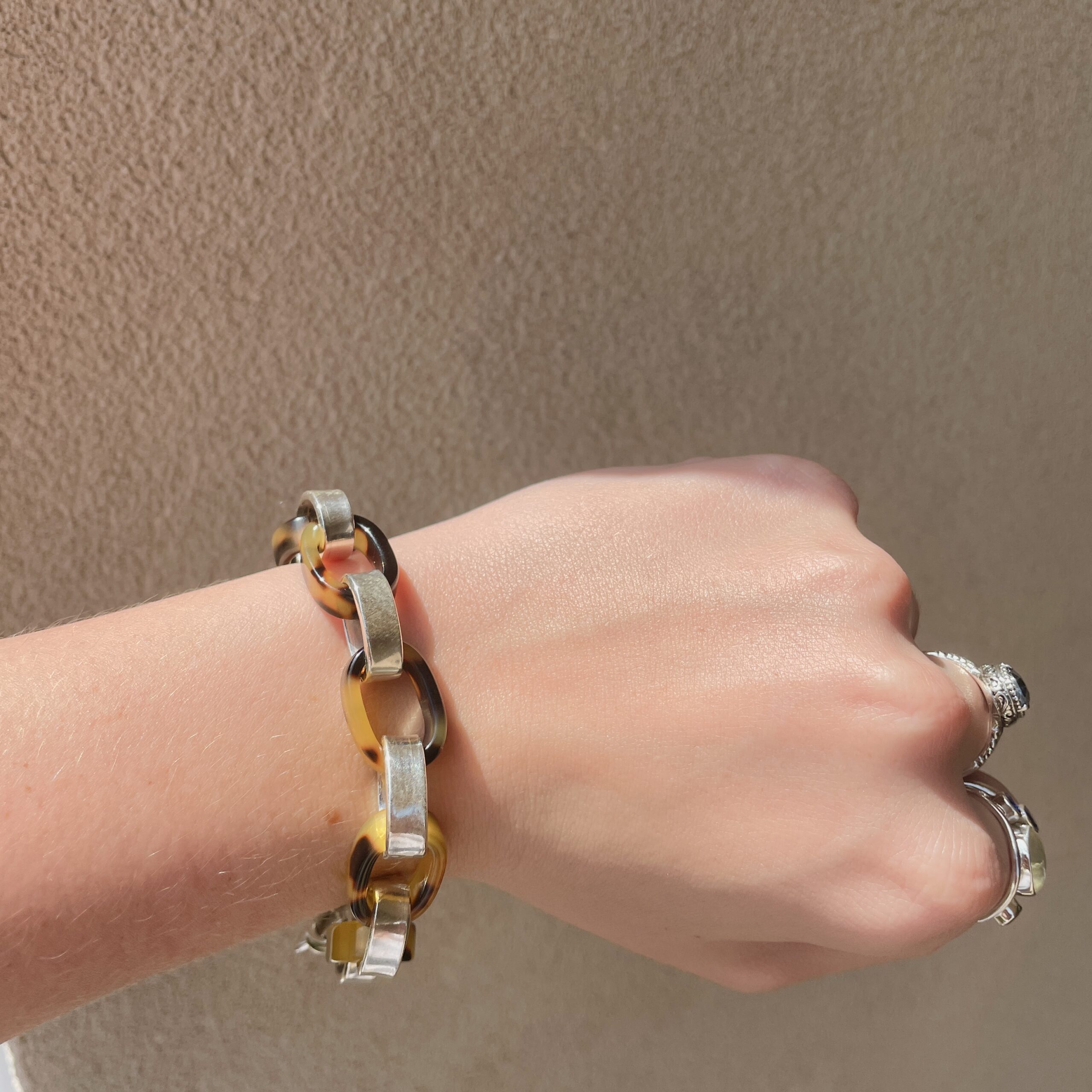 Sterling Silver and Tortoise Link Bracelet