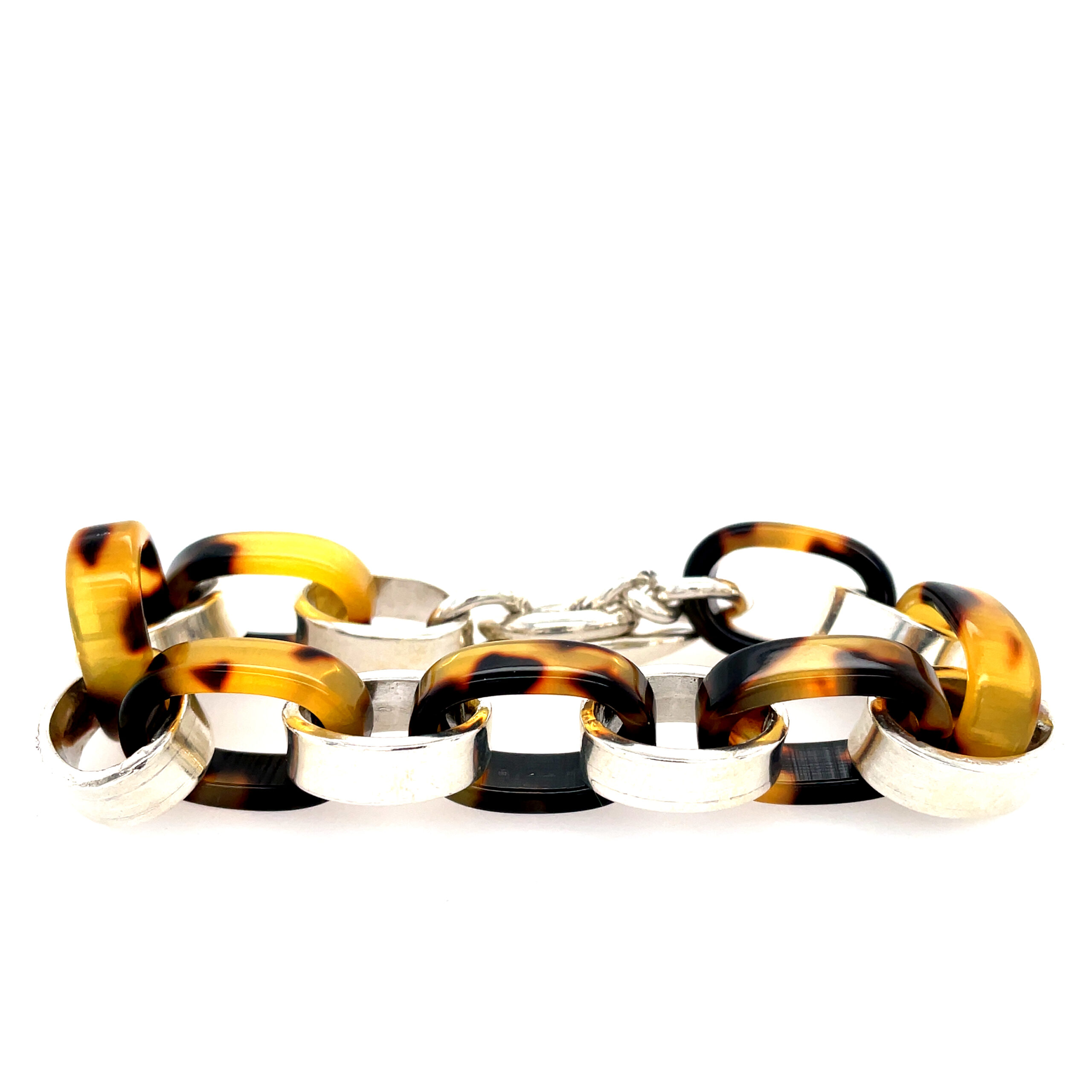 Sterling Silver and Tortoise Link Bracelet