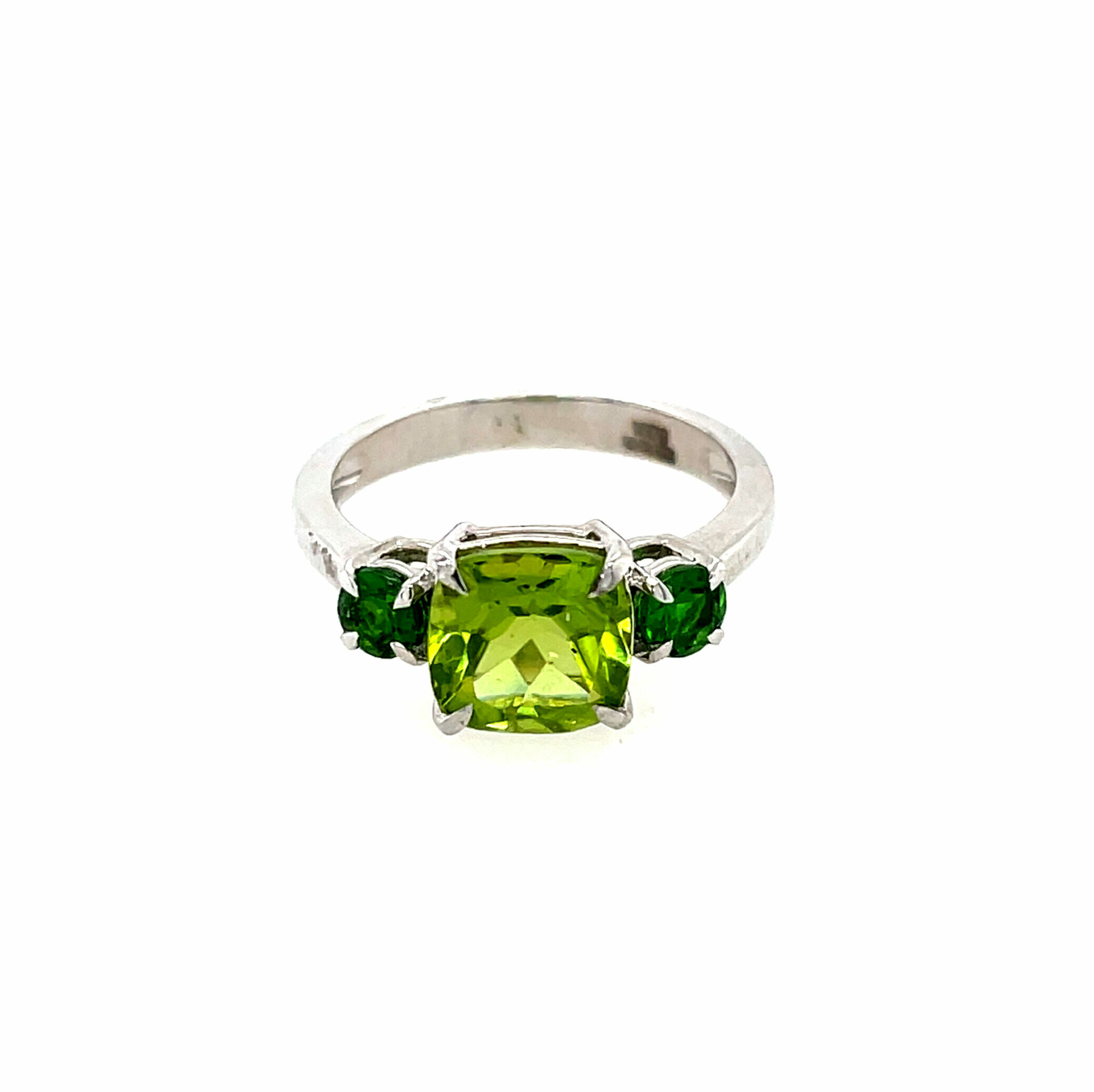 Sterling Silver Peridot and Chalcedony Ring