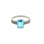 Sterling Silver Blue Topaz and White Topaz Ring