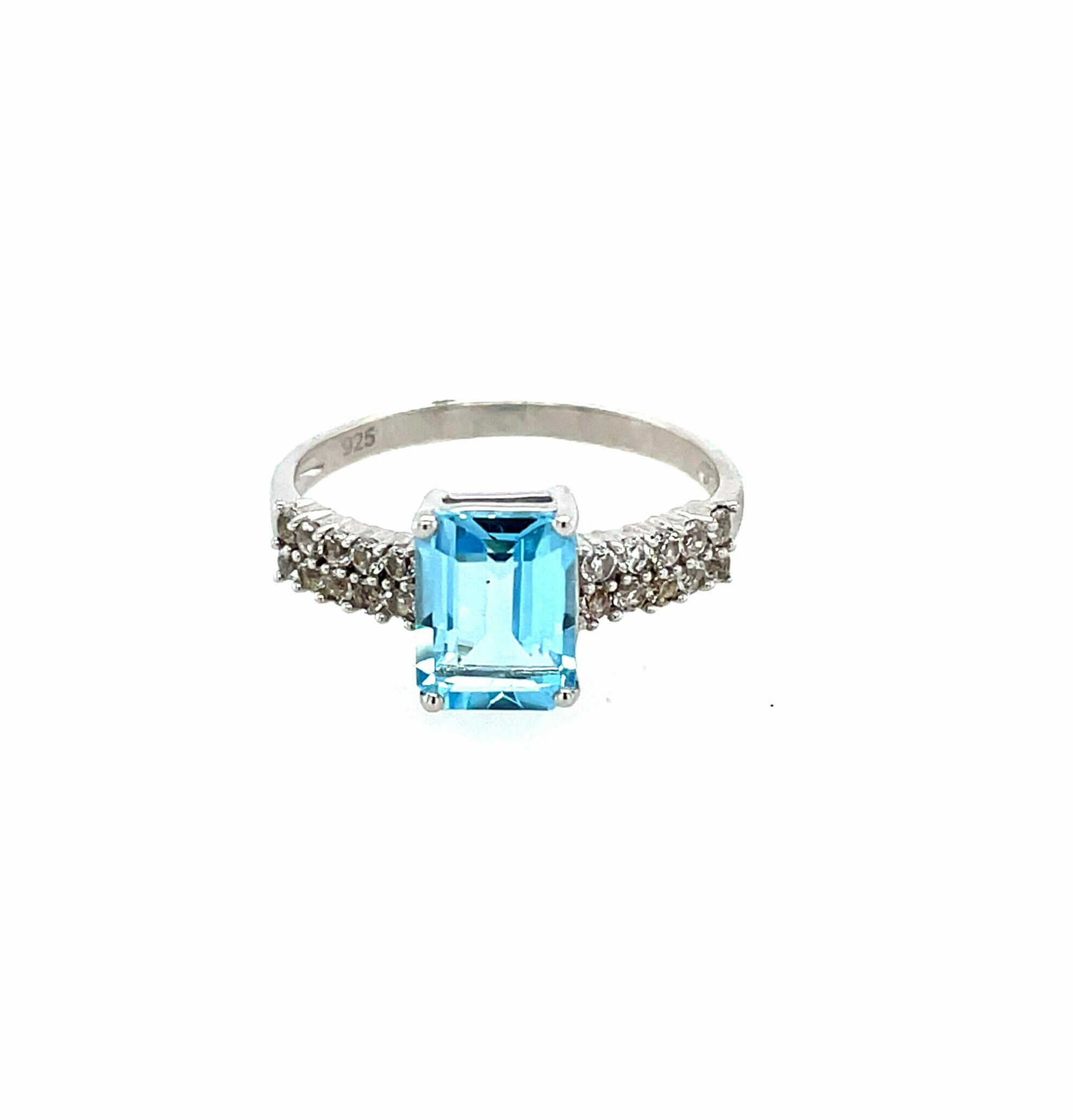 Sterling Silver Blue Topaz and White Topaz Ring