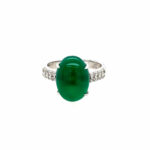 Sterling Silver Green Onyx and White Zircon Ring