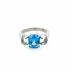 Sterling Silver Blue Topaz and Quartz Ring