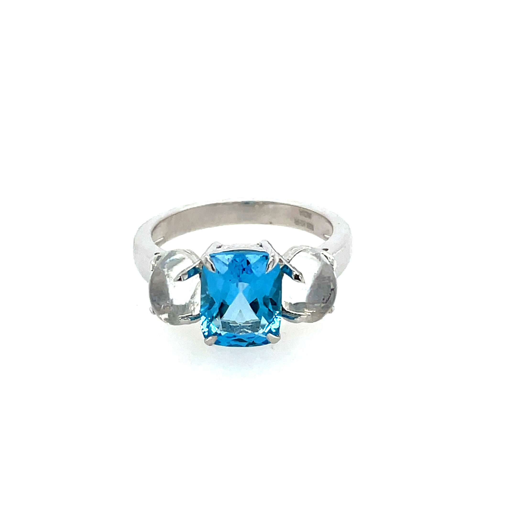 Sterling Silver Blue Topaz and Quartz Ring