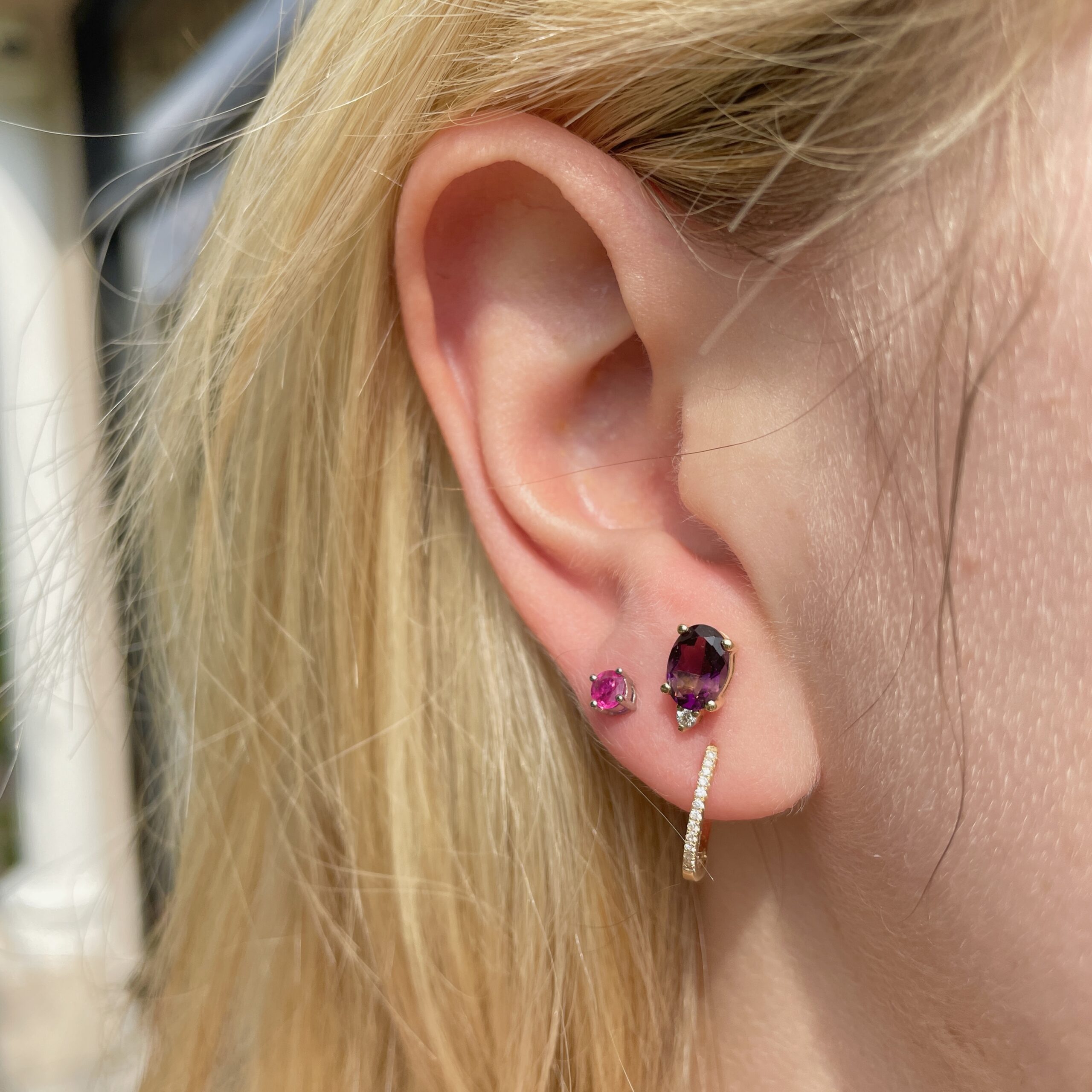 White Gold Ruby Stud Earrings