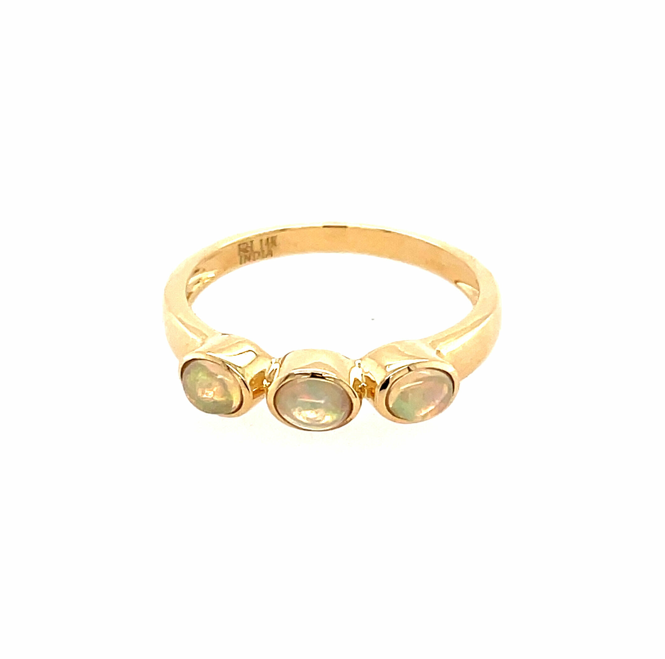 Yellow Gold Three Stone Opal Ring