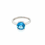 Sterling Silver Round Blue Topaz Ring