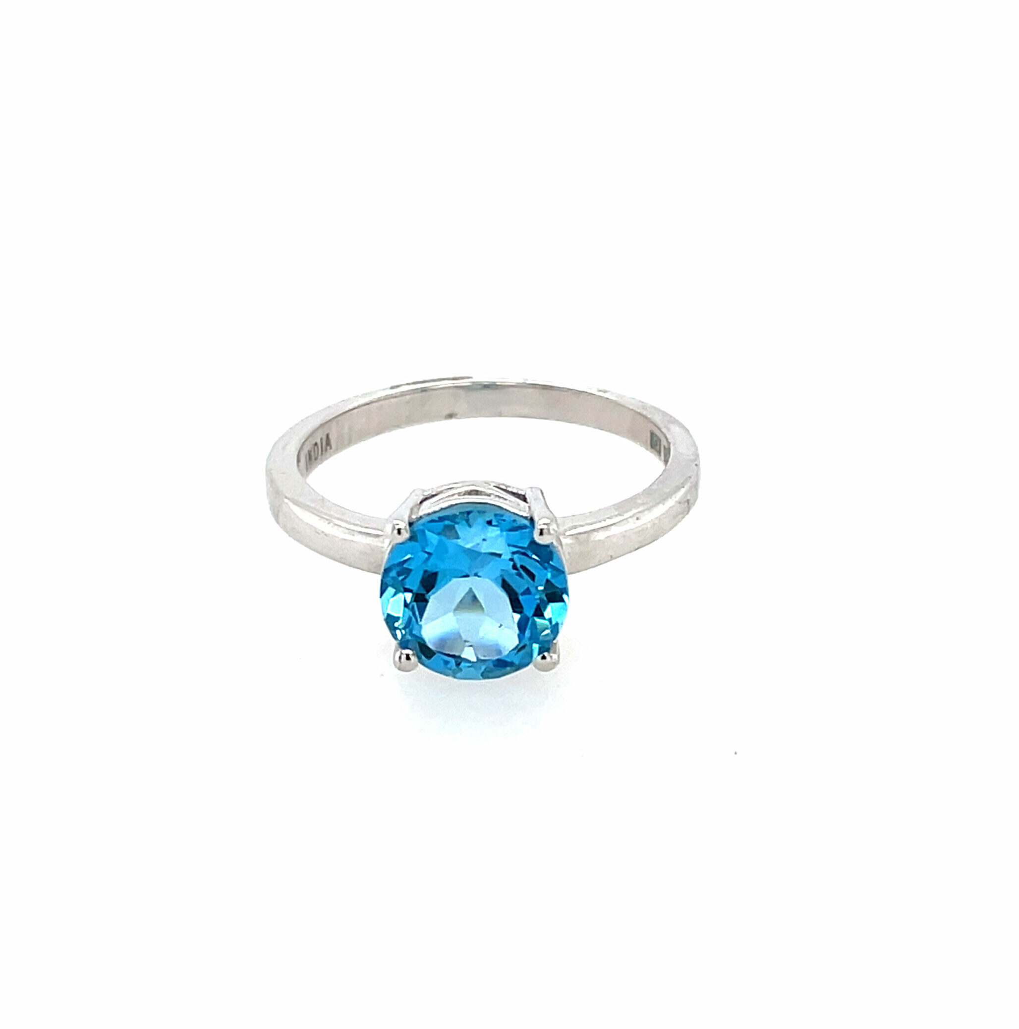 Sterling Silver Round Blue Topaz Ring