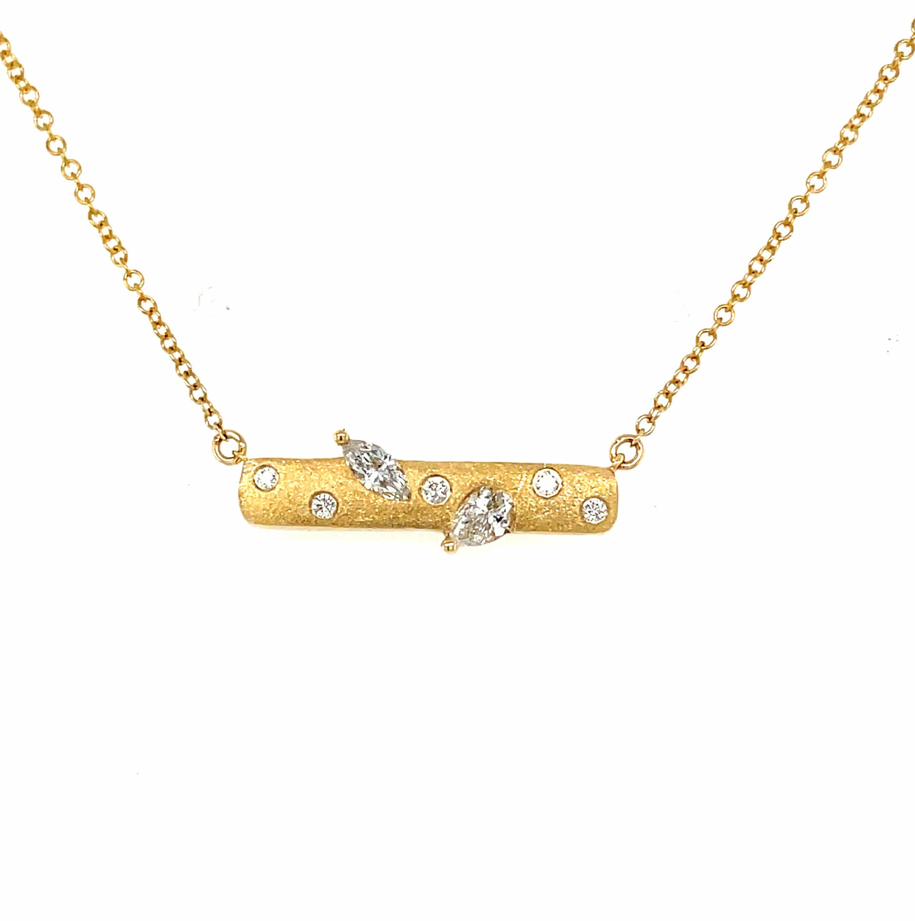Yellow Gold Diamond Bar Necklace