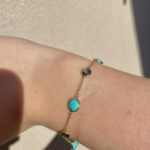 Yellow Gold Blue Topaz and Turquoise Bracelet
