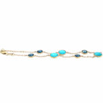 Yellow Gold Blue Topaz and Turquoise Bracelet