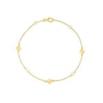 Yellow Gold Clover and Pearl Bracelet