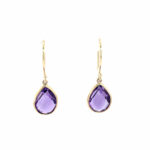 Yellow Gold Amethyst Dangle Earrings