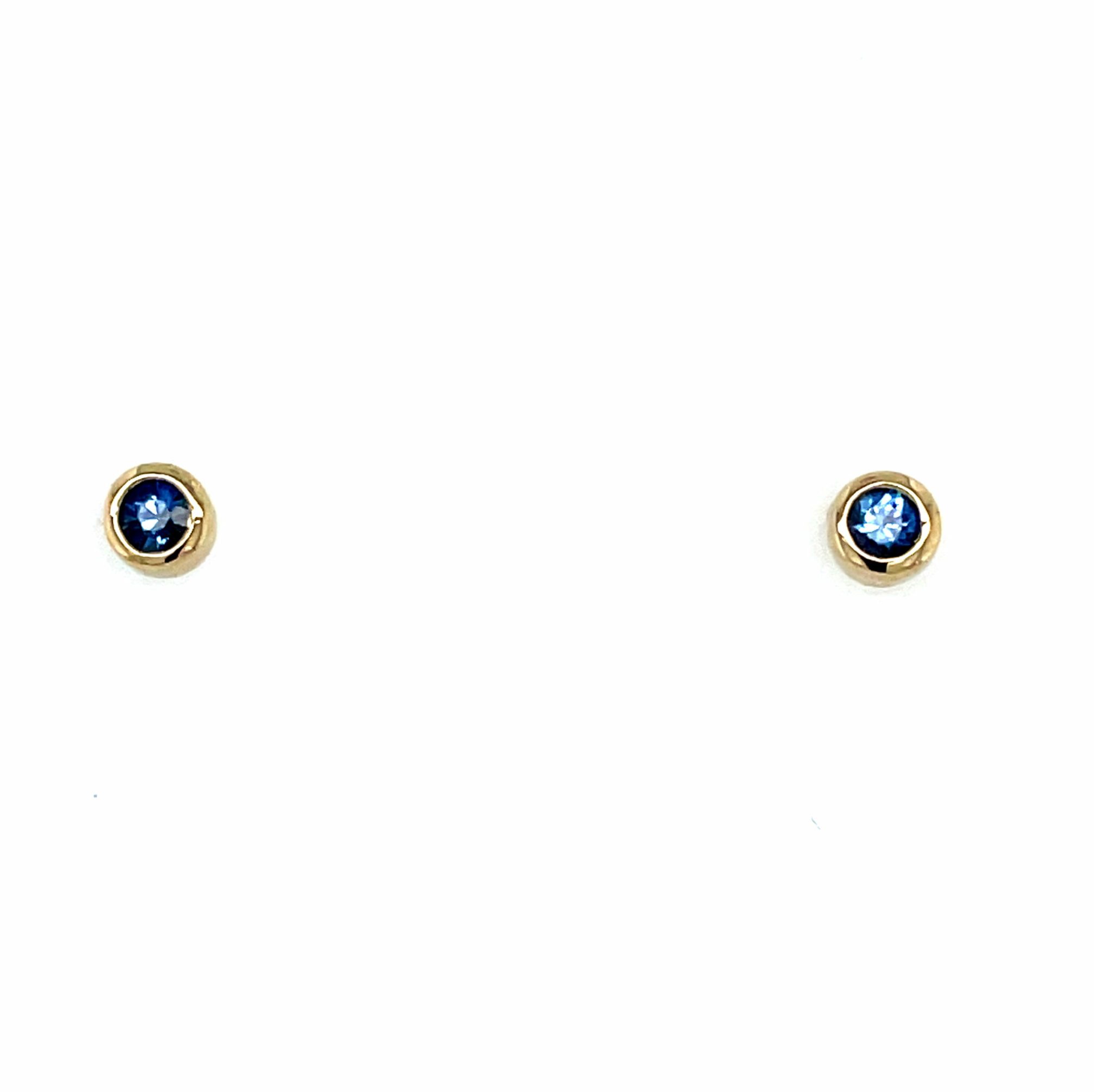 Yellow Gold Blue Sapphire Stud Earrings