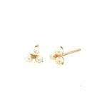 Yellow Gold Freshwater Pearl Trinity Stud Earrings