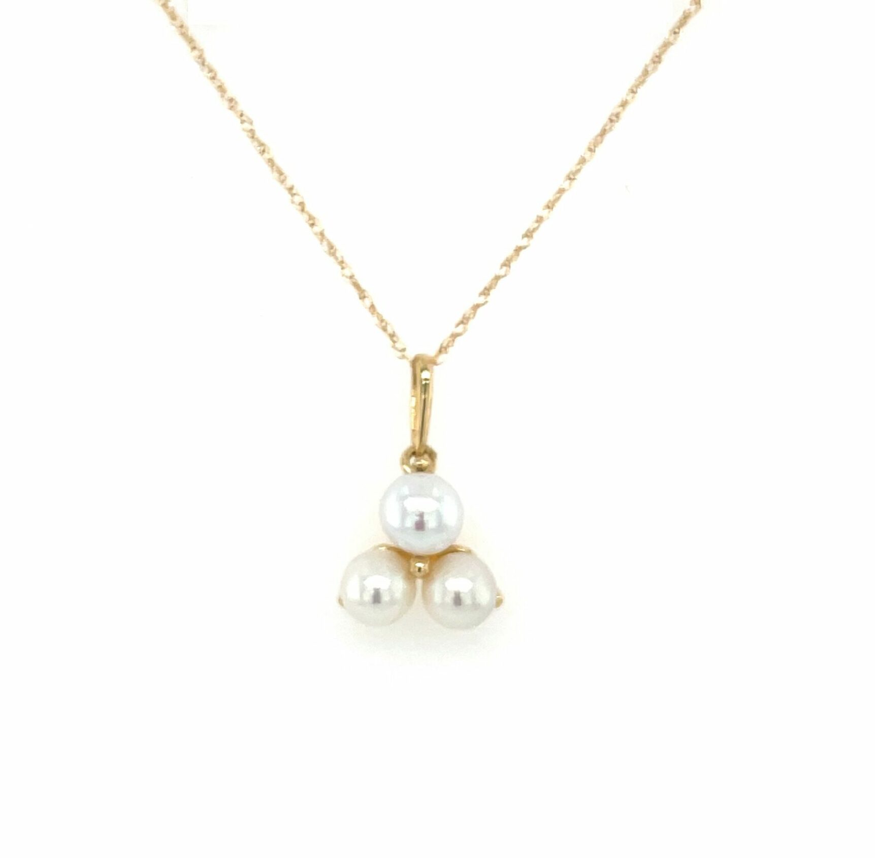 Yellow Gold Freshwater Pearl Trinity Necklace