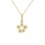 Yellow Gold Freshwater Pearl Star Necklace