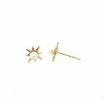 Yellow Gold Freshwater Pearl Star Stud Earrings