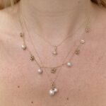 Yellow Gold Freshwater Pearl Star Necklace