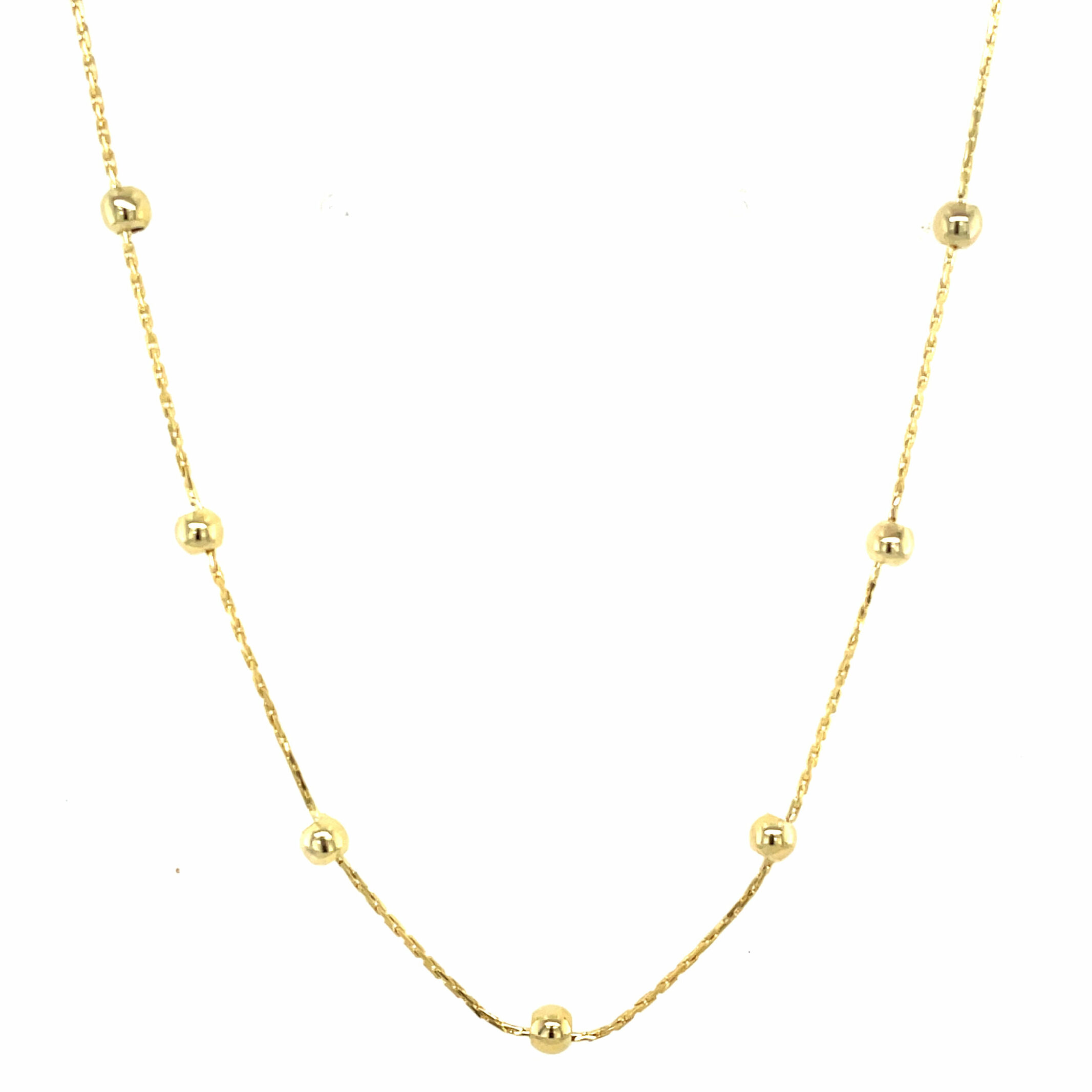 Yellow Gold Beaded Cable Chain Necklace