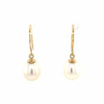 Yellow Gold Freshwater Pearl Drop Earrings