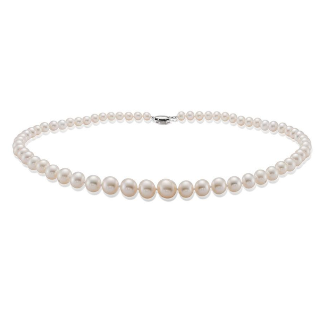 White Gold Graduated Freshwater Pearl Necklace