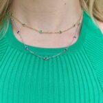 White Gold Sapphire Station Necklace