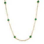 Yellow Gold Emerald Station Necklace