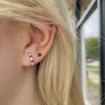 White Gold Sapphire and Diamond Huggie Earrings