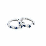 White Gold Sapphire and Diamond Huggie Earrings