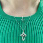 White Gold Diamond Cross Pendant Necklace